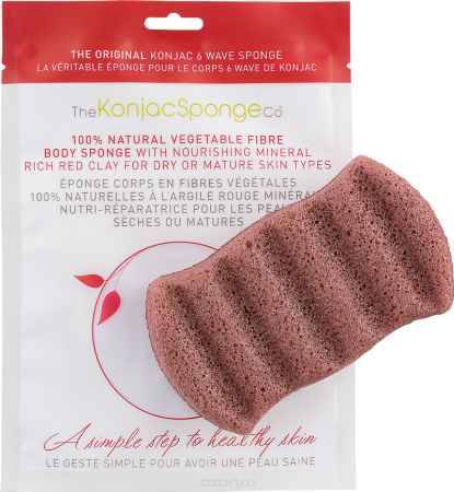 Купить The Konjac Sponge Co Спонж для мытья тела 6 Wave Body - Red Clay