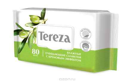 Купить Tereza Влажные очищающие салфетки с кр. эф, 80 шт