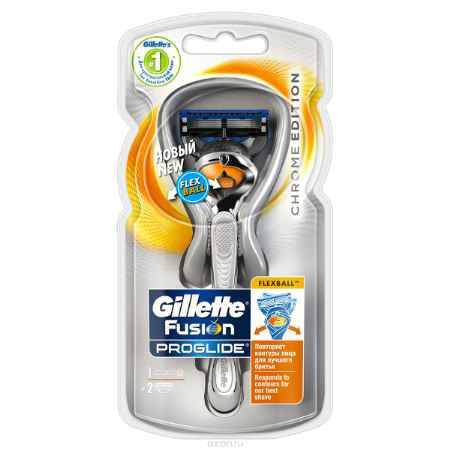 Купить Gillette Бритва Fusion ProGlide с технологией FlexBall в хромовом исполнении (с дополнительной сменной кассетой)