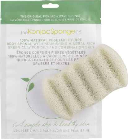 Купить The Konjac Sponge Co Спонж для мытья тела 6 Wave Body - Green Clay