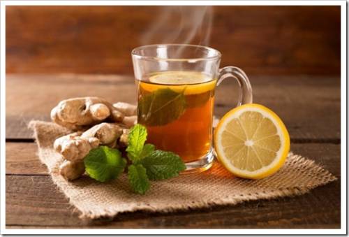 ginger tea with mint and lemon